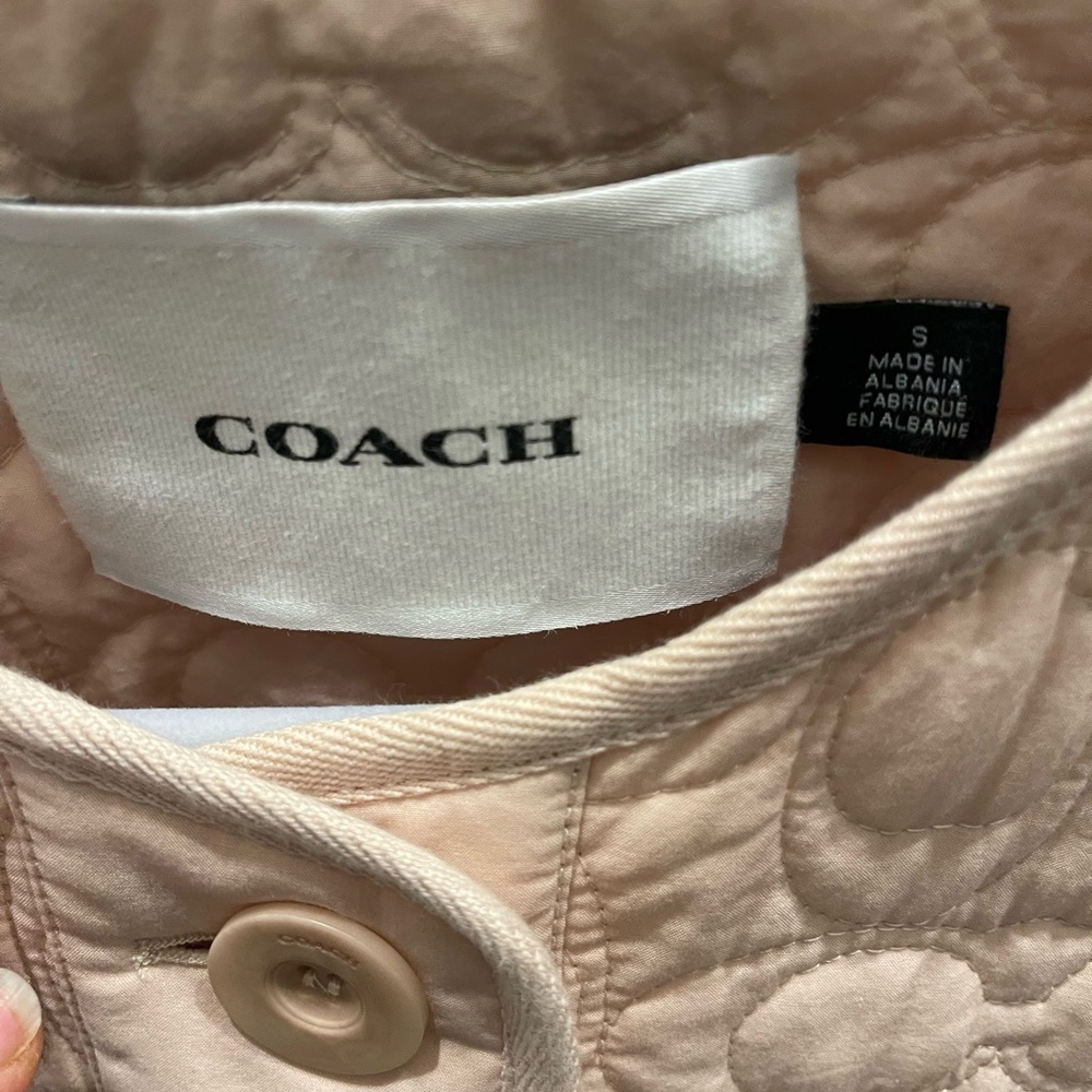 Coach Women's Light Pink Quilted Puffer Jacket
